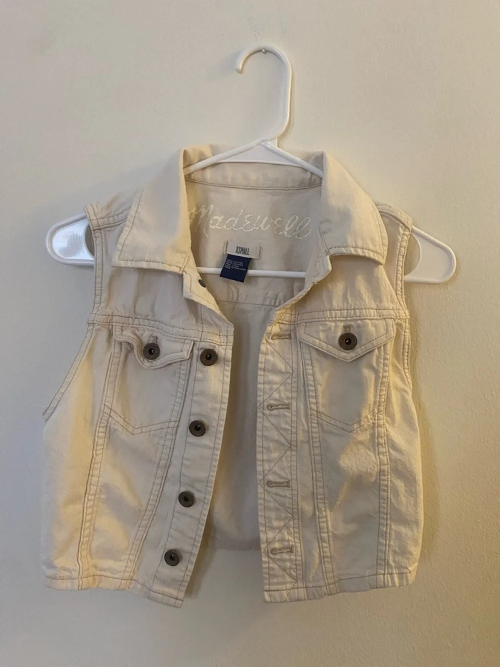 Madewell Off-White Denim Vest with Button Front - Picture 1 of 3
